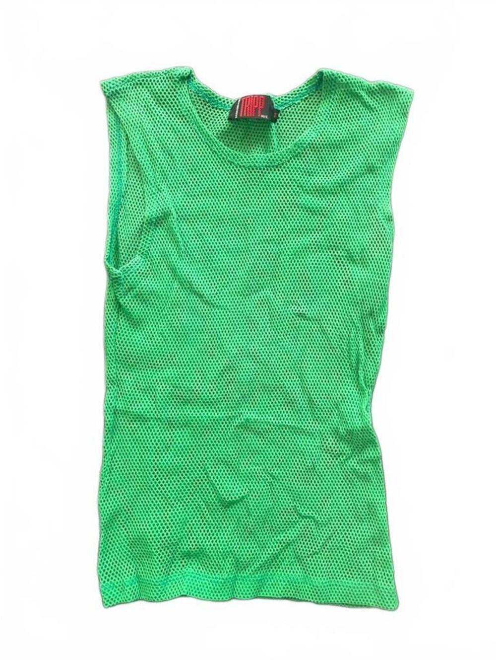 TRIPP NYC Green Fishnet Sleeveless Mesh Top M